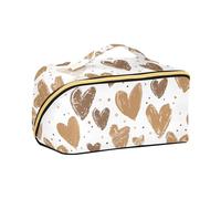 aidingzhi Beauty case marrone a forma di cuore con divisori grande grande borsa per il trucco accessori da viaggio