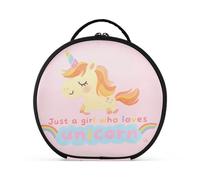aidingzhi Beauty case verticale autoportante con scritta "Just A Girl Who Loves unicorns", grande capacità, da viaggio, con divisori regolabili, 27,9 cm