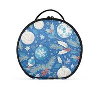 aidingzhi Beauty case verticale con scritta "Merry Christmas" e Holly Bell, con chiusura a cerniera, da viaggio, con divisori regolabili, 27,9 cm, colore: blu e bianco
