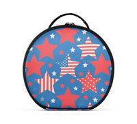 aidingzhi Beauty case verticale con stelle rosse e blu per il 4 luglio, grande borsa per il trucco autoportante con manico con divisori regolabili 27,9 cm