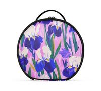 aidingzhi Beauty case viola e bianco con fiori di iris, accessori da viaggio, leggera, grande capacità, con divisori regolabili, 27,9 cm