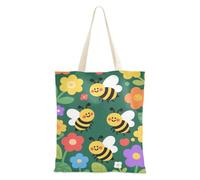aidingzhi Bella Safari Bee Flower Canvas Totes Grande Capacità Borse di Tela Per Le Donne Drogheria & Farmers Market 16 "x15" scuola essenziale