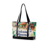 aidingzhi Benvenuti alle Hawaii Sea Welcome To Hawaii Tropical semplici borse da lavoro per le donne tote con cerniera 14 pollici tote bag per il lavoro con
