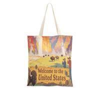 aidingzhi Benvenuti nel Regno Unito Paesaggio Culture Canvas Tote Bags Robusta Borsa di Tela Per Le Donne Drogheria & Farmers Market 40,6 x 38,1 cm scuola essenziale