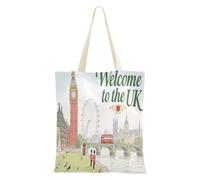 aidingzhi Benvenuti nel Regno Unito Paesaggio Culture Tote Bag robusta Donne Tote Bag Grocery & Farmers Market 40,6 x 38,1 cm scuola essenziale