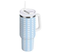 aidingzhi Bicchiere da coldee in acciaio inox con coperchio con cannuccia, motivo a scacchi, per bambini, riutilizzabile, sottovuoto, da viaggio, con manico, per acqua, tè freddo o caffè