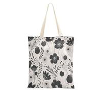 aidingzhi Black Flowers Beauty Canvas Tote Bag Grande Capacità Donna Canvas Tote Bag Grocery & Farmers Market 40,6 x 38,1 cm scuola essenziale