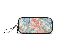 aidingzhi Blooming Blue and Peach Flowers Nylon Big Pencil Bag Large Capacity Pencil Case per la scuola Cancelleria Organizzatore per Preppy School Man