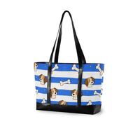 aidingzhi Blu Bianco A Righe Dog Bone moda laptop caso per le donne con cerniera grande tote per Viaggi Piscina Nuoto Spiaggia Vacanza Necessità con pannolino