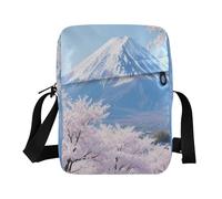 aidingzhi Blu e Bianco Monte Giapponese Fuji Cherry Blossoms piccola borsa messenger per le donne borse a tracolla Borsa Borsa Tracolla Regolabile per Business Sport all'aria aperta