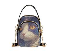 aidingzhi Blu e Oro Misterioso Gatto Tribale Alla Moda Piccola Crossbody Sling Bag con Multi Tasche Borse per le Donne per Regali di Compleanno