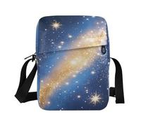 aidingzhi Blu e Oro Romantico Universo Stellato Messenger Bag per gli uomini borsa a tracolla uomo Borsa Per Adolescenti Cinghia Regolabile per la Scuola Casual