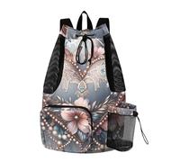 aidingzhi Blu Rosa Barocco Farfalla Cuore Coulisse Borse Da Palestra Per Uomo Donna Borsa Da Piscina Con Tasche Impermeabile