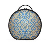 aidingzhi Blue and Gold Baroque Vintage Flowers Cosmetici Bag Verticale Free-Standing Zipper Cosmetici Borse con Cerniera con divisori regolabili 27,9 cm