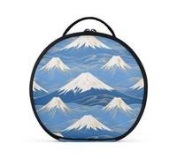 aidingzhi Blue and White Japanese Mount Fuji Cosmetics Bag con scomparti e maniglia cerniera trucco borsa con manico con divisori regolabili 11 IN