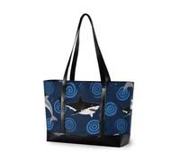 aidingzhi Blue Circles Sharks borse semplici per le donne con cerniera tela tote per gli uomini con pannolino