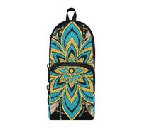 aidingzhi Bohemian Mandala Fiore Blu Giallo Nylon 3 Scomparti Matita Borse Per Ragazzi Grande Capacità Penna Astuccio Cancelleria Organizzatore per forniture scolastiche