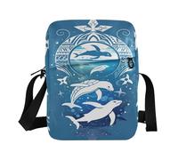 aidingzhi Boho Delfino Blu piccola borsa messenger per gli uomini mens borsa a tracolla piccola borsa per adolescenti cinghia regolabile per viaggi sport all'aria aperta