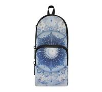 aidingzhi Boho Mandala Forme Bianco Azzurro Nylon 3 Scomparti Scuola Matita Borsa Studio & Multifunzionale Astuccio Per Bambini Scuola Cancelleria per la Scuola Forniture