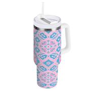 aidingzhi Boho rosa blu vintage fiori 1,18 oz in acciaio inox isolato bicchiere con cannuccia 1,18 oz bottiglia d'acqua con cannuccia bocca larga tazza da tè sottovuoto con coperchio regali per donne