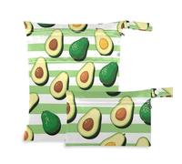 aidingzhi Borsa a prova di disordine per bambini, confezione da 2 borse per pannolini essenziali con manici per pannolini per bambini, viaggi (frutta avocado a righe verdi e bianche)