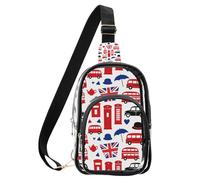aidingzhi Borsa a tracolla per costume da giorno di matematica trasparente, borsa trasparente da donna in pelle impermeabile in PVC, Londra Gran Bretagna Inglese Regno Unito Cars, Medium