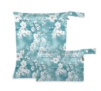 aidingzhi Borsa bagnata lavabile, confezione da 2 borse per pannolini, oggetti essenziali con manici per palestra, yoga (fiori di ciliegio naturale, foglia di tè, floreale)