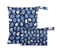 aidingzhi Borsa bagnata lavabile per bambini, confezione da 2 elementi essenziali da viaggio per volare con manici per pannolini per bambini, palestra (uova di Pasqua blu e bianche dei cartoni