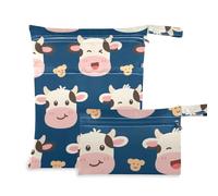 aidingzhi Borsa con cerniera per bambino Confezione da 2 borse bagnate per costume da bagno con manici per palestra, bagno (cartone animato carino mucca bianca)