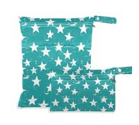 aidingzhi Borsa con cerniera per palestra Confezione da 2 borse bagnate per costume da bagno con manici per viaggi, palestra (bianco verde stella)