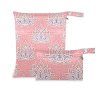 aidingzhi Borsa con cerniera per stoffa Confezione da 2 elementi essenziali da viaggio per bambino con manici per asilo nido, yoga (fiore pesca estate boho)