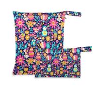 aidingzhi Borsa da bagno bagnata con cerniera, confezione da 2 sacchetti bagnati per costume da bagno con manici per spiaggia, yoga (Pasqua floreale vivido)