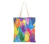 aidingzhi Borsa di tela riutilizzabile di tela di canapa di colore dell'arcobaleno con le tasche della drogheria & del mercato degli agricoltori 40,6 x 38,1 cm essenziale della scuola