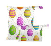aidingzhi Borsa impermeabile per bagnato, confezione da 2 elementi essenziali da viaggio per bambini, con manici per piscina, yoga (uova a pois di Pasqua colorate)