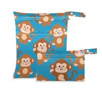 aidingzhi Borsa impermeabile per costume da bagno, confezione da 2 pezzi essenziali da viaggio per bambino con manici per yoga, yoga (cartone animato carino scimmia marrone)