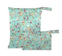 aidingzhi Borsa impermeabile per la biancheria, confezione da 2 sacchetti bagnati per costume da bagno con manici per palestra, spiaggia (fiori dolci e frutti blu)