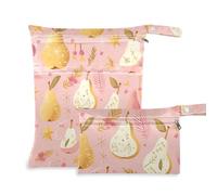 aidingzhi Borsa impermeabile per pannolini, confezione da 2 sacchetti bagnati per costume da bagno con manici per pannolini per bambini, palestra (Fresh Peach Pears)