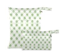 aidingzhi Borsa impermeabile per stoffa Confezione da 2 elementi essenziali da viaggio per volare con manici per spiaggia, palestra (Rhomboid White Eucalyptus)