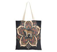 aidingzhi Borsa in tela colorata con motivo mandala bohémien, con motivo leopardato, grande capacità, con tasche, per la spesa e il mercato degli agricoltori, 40,6 x 38,1 cm, essenziale per la scuola