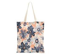 aidingzhi Borsa in tela con fiori blu pesca e blu navy Tote Bag da donna in tela per la spesa e il mercato degli agricoltori 40,6 x 38,1 cm essenziale per la scuola