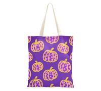 aidingzhi Borsa in tela robusta con stampa leopardata viola zucca media per donne Natale pensionamento shopping spiaggia lavoro 40,6 x 38,1 cm scuola essenziale
