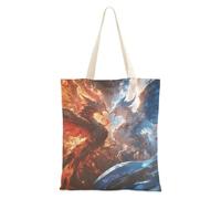 aidingzhi Borsa in tela rossa e blu con fenice di ghiaccio e fuoco, grande capacità, per donne, palestra, lavoro, shopping, 40,6 x 38,1 cm, essenziale per la scuola