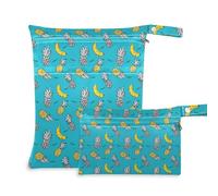 aidingzhi Borsa lavabile da viaggio, confezione da 2 elementi essenziali da viaggio per bambini, con manici per asilo nido, viaggi (animali in pelliccia di frutta, ananas e banana)