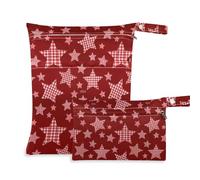 aidingzhi Borsa lavabile per viaggiare, confezione da 2 elementi essenziali da viaggio per volare con manici per viaggi, yoga (motivo scozzese a scacchi con stelle rosse)