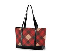 aidingzhi Borsa per computer alla moda a scacchiera rossa e nera con borsa a libro con cerniera per gli uomini con il pranzo