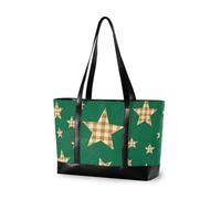 aidingzhi Borsa per computer portatile di modo verde delle stelle del plaid a scacchi del fumetto per il lavoro con la borsa del lavoro della chiusura lampo per il volo