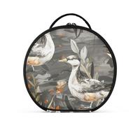 aidingzhi Borsa per cosmetici ad acquerello con anatra selvatica verde oliva grigio scuro accessori da viaggio borsa per il trucco essenziale con manico con divisori regolabili 27,9 cm