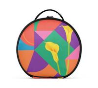 aidingzhi Borsa per cosmetici con forme geometriche colorate fiori gialli verticale autoportante elegante borsa cosmetica da viaggio per donne con divisori regolabili 27,9 cm