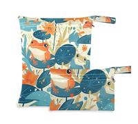 aidingzhi Borsa per costume da bagno bagnata con cerniera, confezione da 2 borse per pannolini, oggetti essenziali con manici per palestra, viaggi (Fresh Spring Cute Frogs)