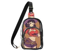 aidingzhi Borsa per il corpo da donna, in PVC, impermeabile, alla moda, nera, borsa trasparente, Sexy Lady Anime, Medium
